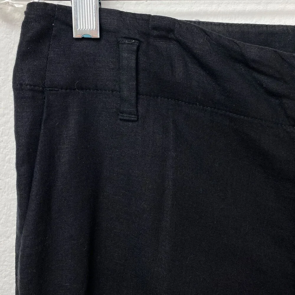Vtg Banana Republic Black Linen Rayon Pants Sz 4 Pockets Flared Legs Belt Loops